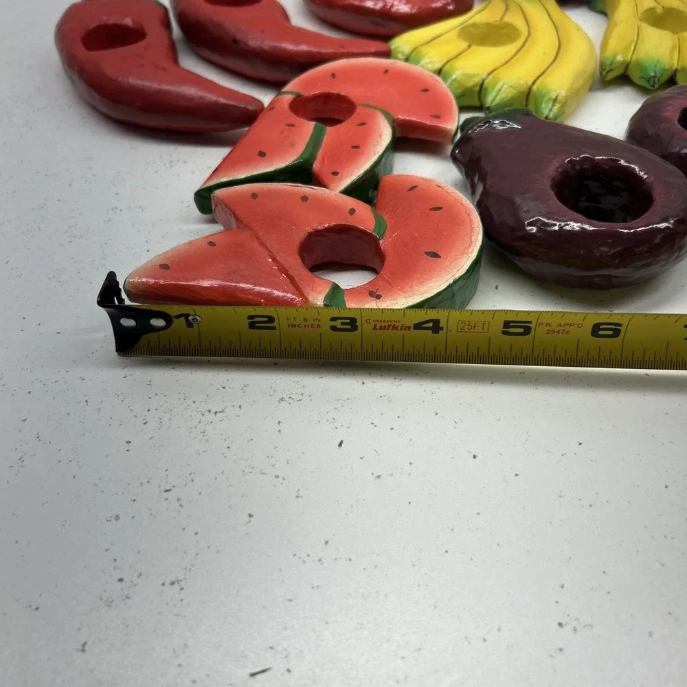 Vintage Wooden Fruit Napkin Rings Set 10 Watermelon‎ Hand Painted 1970's